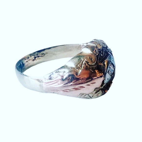 Vintage Italian Deco 12K Gold & Diamond Men’s Ring - Picture 3 of 7